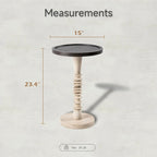 Table d'appoint COZAYH sur pied central, style campagnard, plateau plateau, finition vieillie, style traditionnel
