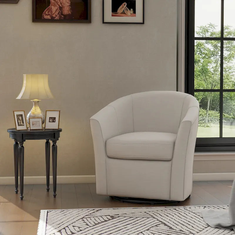 Fauteuil pivotant moderne rembourré de style tonneau, fauteuil d'appoint pour salon