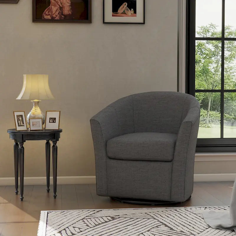 Fauteuil pivotant moderne rembourré de style tonneau, fauteuil d'appoint pour salon