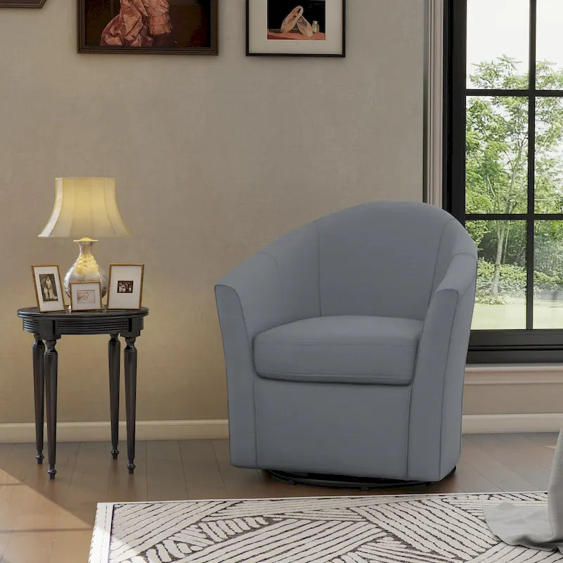 Fauteuil pivotant moderne rembourré de style tonneau, fauteuil d'appoint pour salon