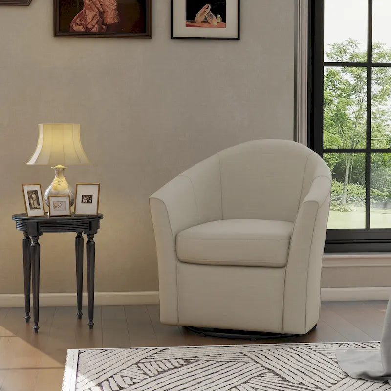 Fauteuil pivotant moderne rembourré de style tonneau, fauteuil d'appoint pour salon