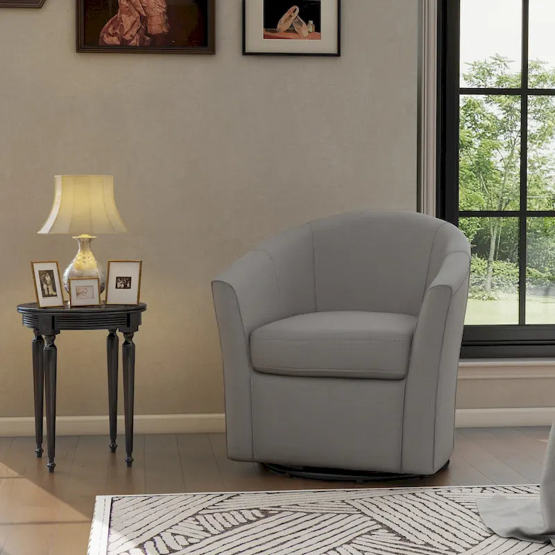 Fauteuil pivotant moderne rembourré de style tonneau, fauteuil d'appoint pour salon