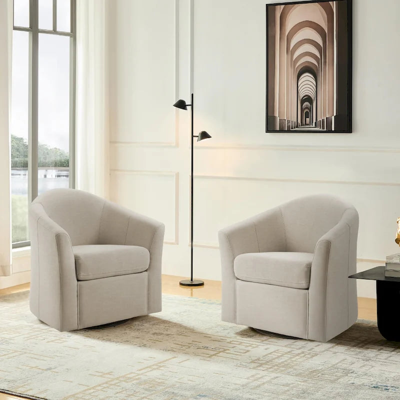 Fauteuil pivotant moderne rembourré de style tonneau, fauteuil d'appoint pour salon