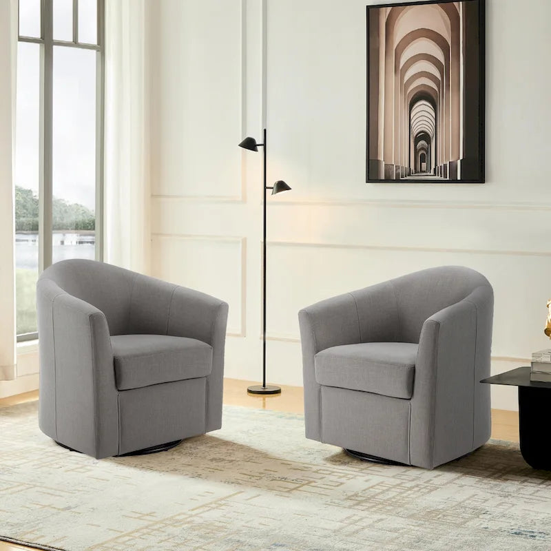 Fauteuil pivotant moderne rembourré de style tonneau, fauteuil d'appoint pour salon