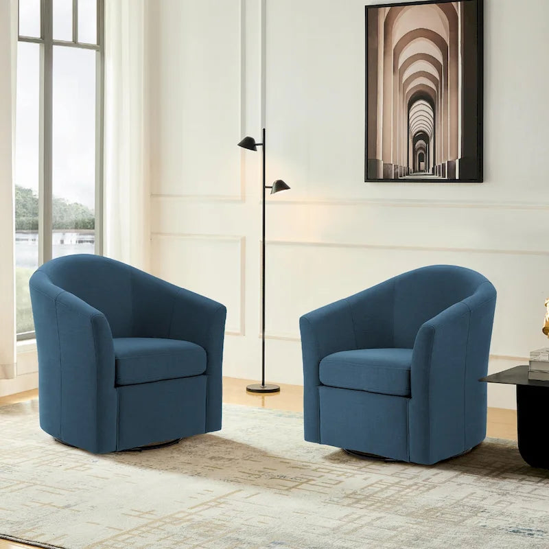 Fauteuil pivotant moderne rembourré de style tonneau, fauteuil d'appoint pour salon
