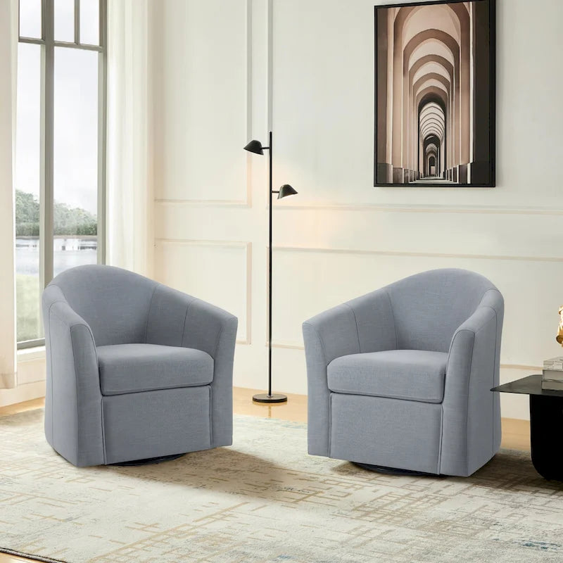 Fauteuil pivotant moderne rembourré de style tonneau, fauteuil d'appoint pour salon