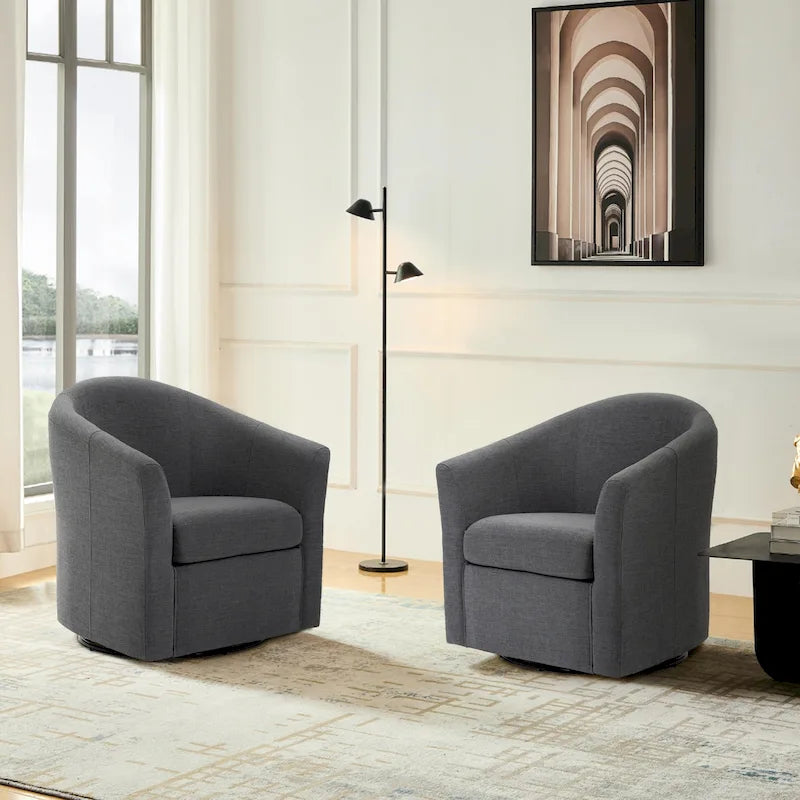 Fauteuil pivotant moderne rembourré de style tonneau, fauteuil d'appoint pour salon