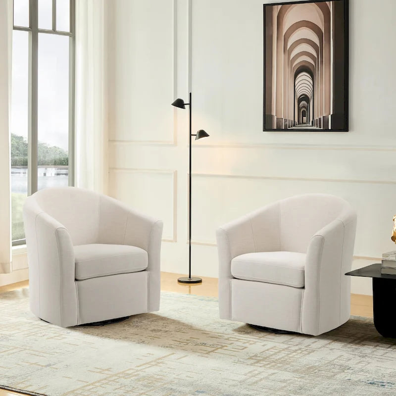 Fauteuil pivotant moderne rembourré de style tonneau, fauteuil d'appoint pour salon