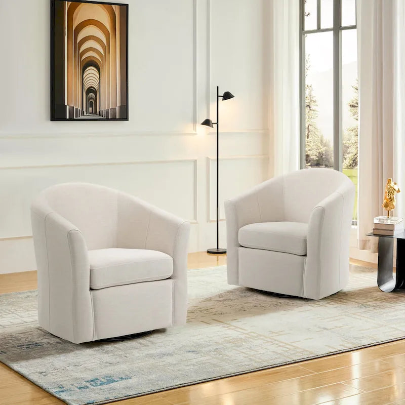 Fauteuil pivotant moderne rembourré de style tonneau, fauteuil d'appoint pour salon
