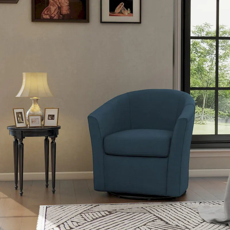 Fauteuil pivotant moderne rembourré de style tonneau, fauteuil d'appoint pour salon