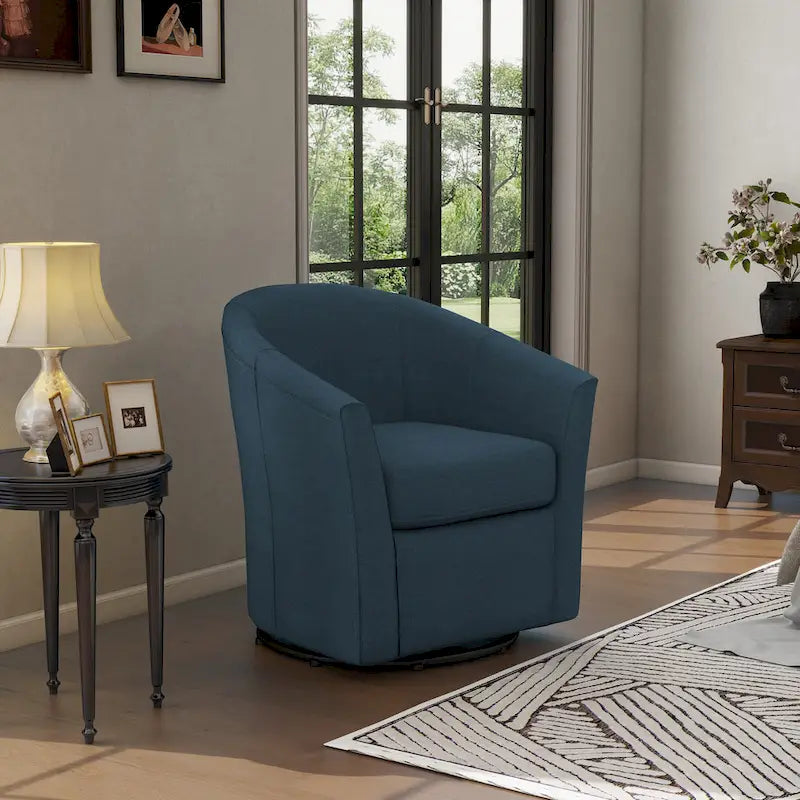 Fauteuil pivotant moderne rembourré de style tonneau, fauteuil d'appoint pour salon