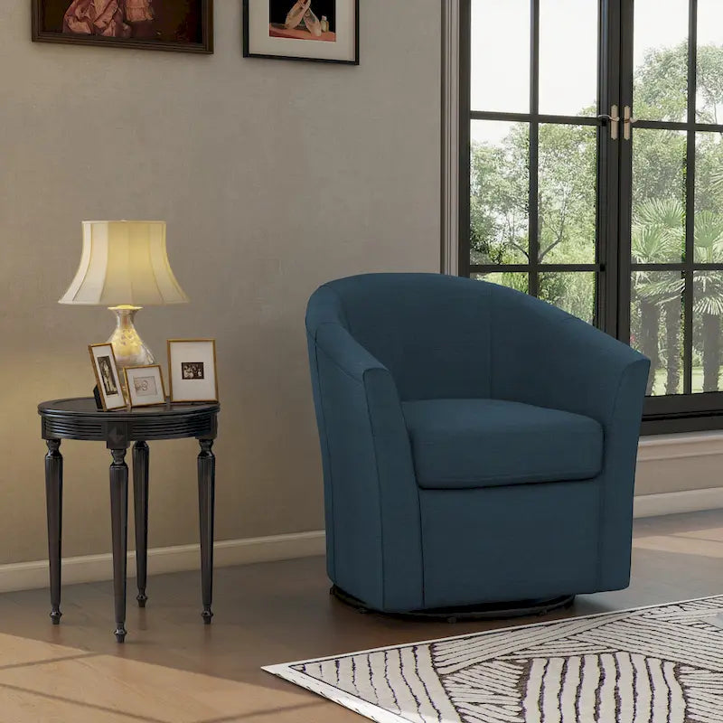 Fauteuil pivotant moderne rembourré de style tonneau, fauteuil d'appoint pour salon
