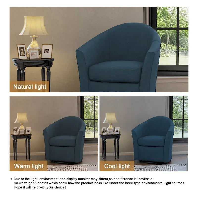 Fauteuil pivotant moderne rembourré de style tonneau, fauteuil d'appoint pour salon