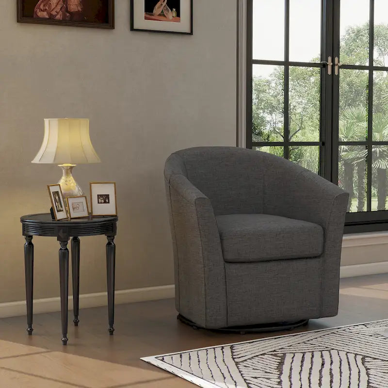Fauteuil pivotant moderne rembourré de style tonneau, fauteuil d'appoint pour salon