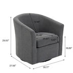 Fauteuil pivotant moderne rembourré de style tonneau, fauteuil d'appoint pour salon