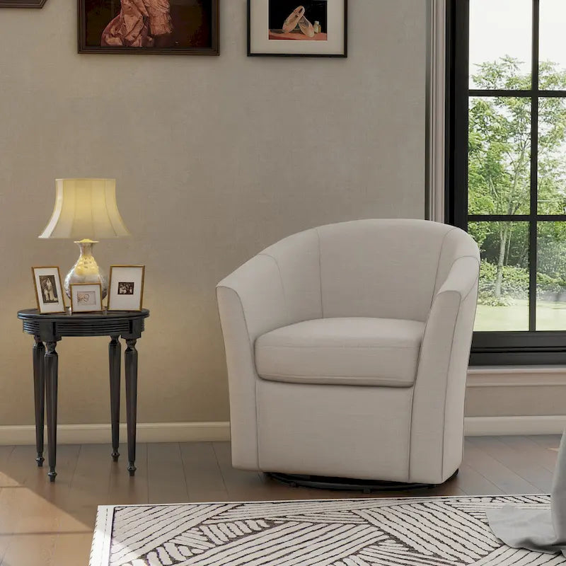 Fauteuil pivotant moderne rembourré de style tonneau, fauteuil d'appoint pour salon