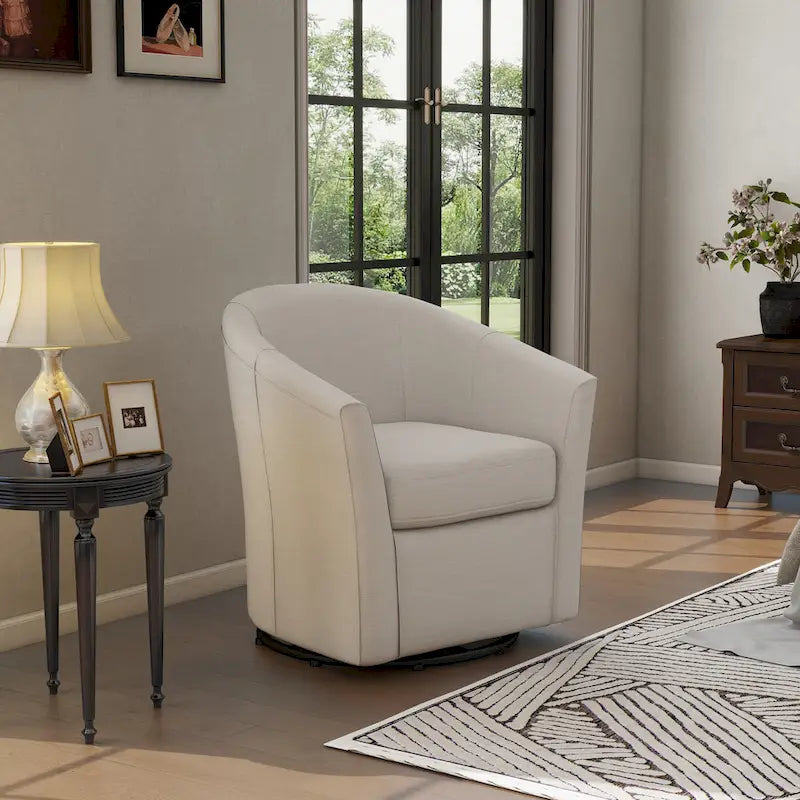 Fauteuil pivotant moderne rembourré de style tonneau, fauteuil d'appoint pour salon
