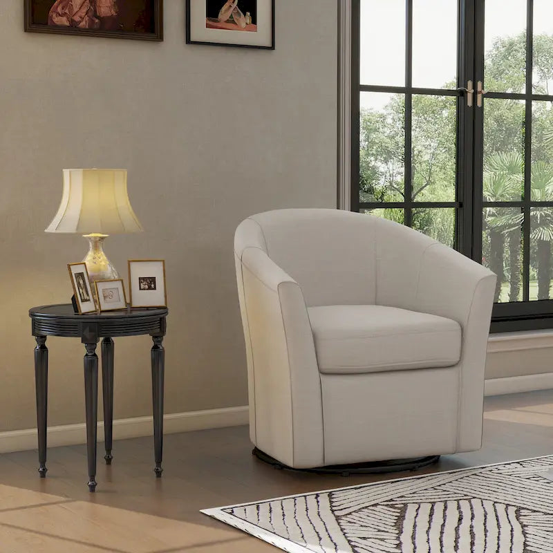 Fauteuil pivotant moderne rembourré de style tonneau, fauteuil d'appoint pour salon