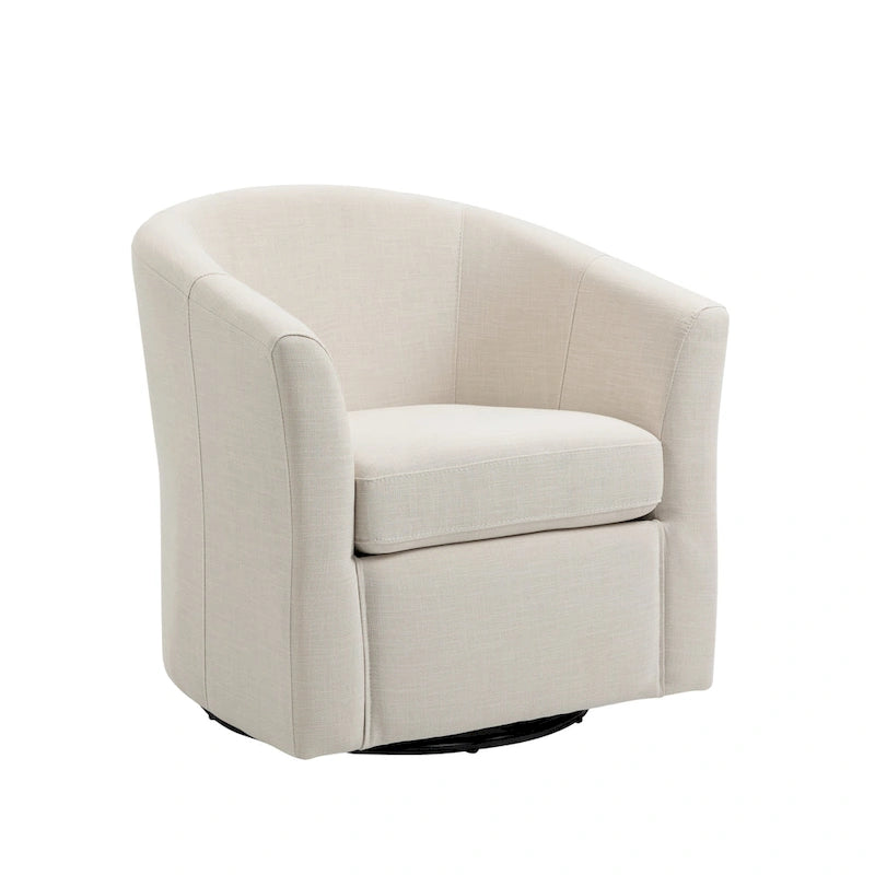 Fauteuil pivotant moderne rembourré de style tonneau, fauteuil d'appoint pour salon