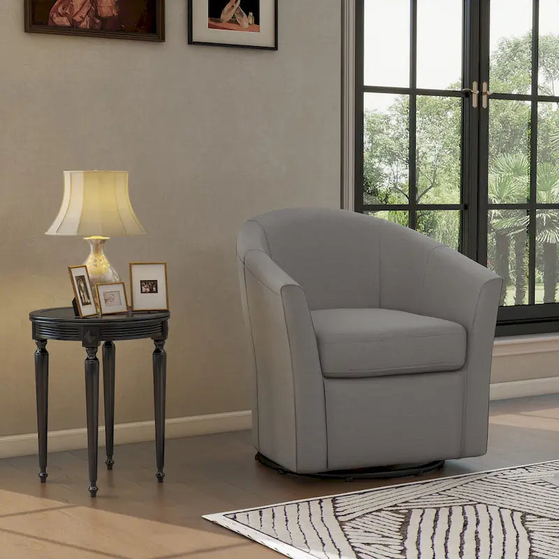 Fauteuil pivotant moderne rembourré de style tonneau, fauteuil d'appoint pour salon
