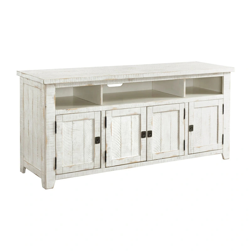 Meuble TV Nantucket en bois massif de 165 cm de large avec rangement