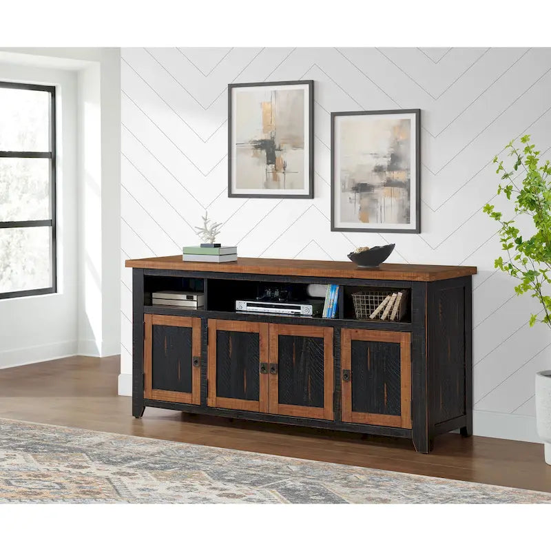 Meuble TV Nantucket en bois massif de 165 cm de large avec rangement