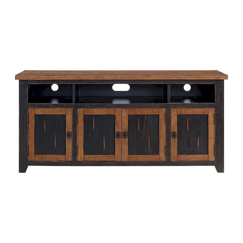 Meuble TV Nantucket en bois massif de 165 cm de large avec rangement