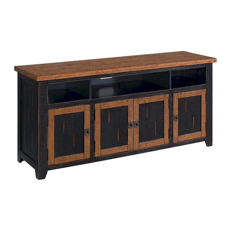 Meuble TV Nantucket en bois massif de 165 cm de large avec rangement