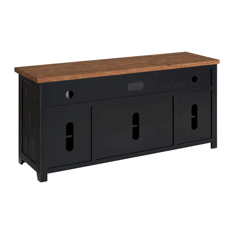 Meuble TV Nantucket en bois massif de 165 cm de large avec rangement