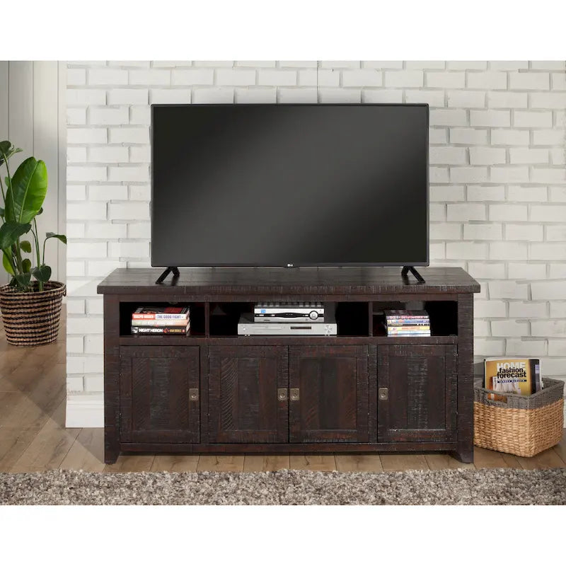 Meuble TV Nantucket en bois massif de 165 cm de large avec rangement
