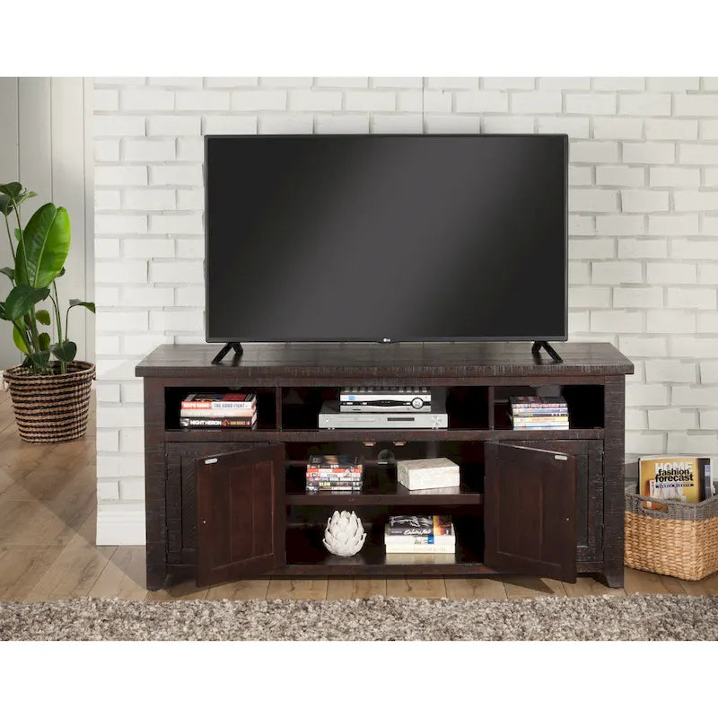 Meuble TV Nantucket en bois massif de 165 cm de large avec rangement