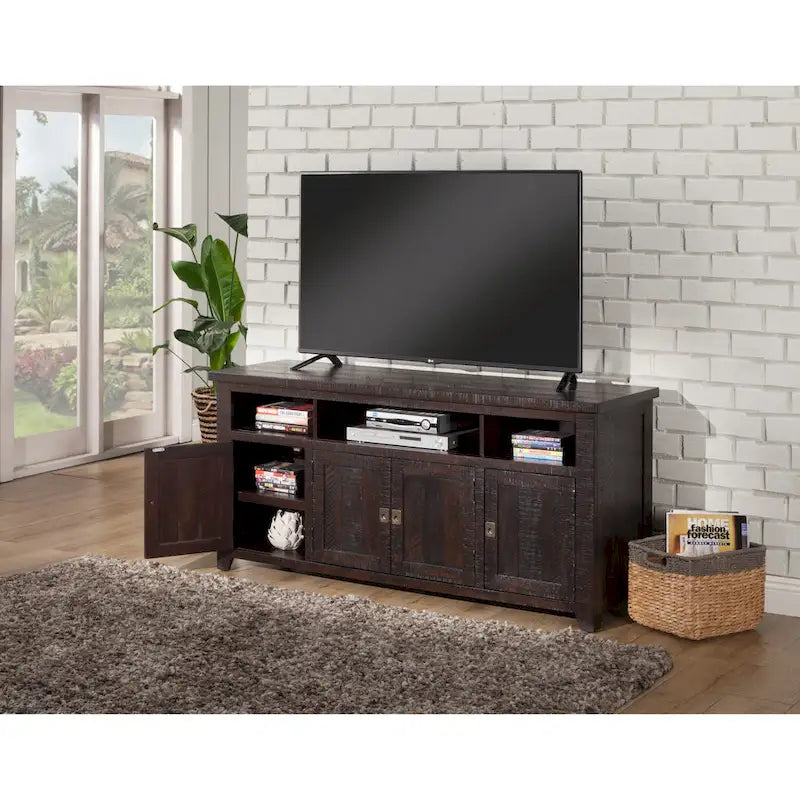 Meuble TV Nantucket en bois massif de 165 cm de large avec rangement