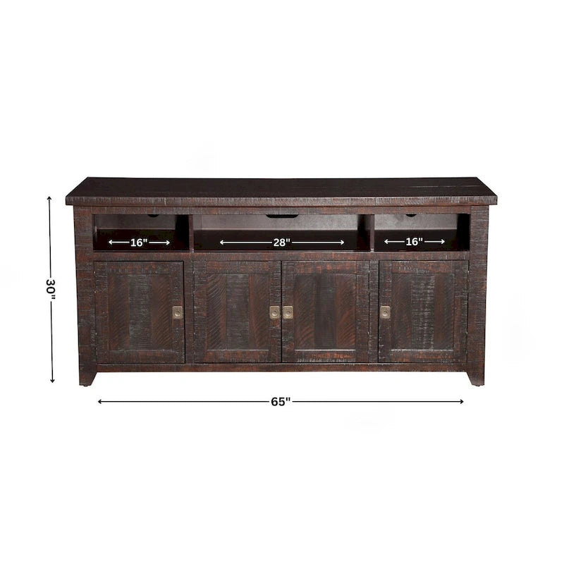 Meuble TV Nantucket en bois massif de 165 cm de large avec rangement
