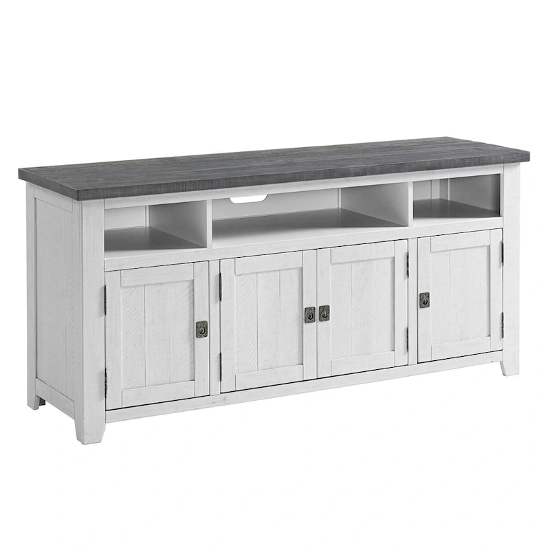Meuble TV Nantucket en bois massif de 165 cm de large avec rangement