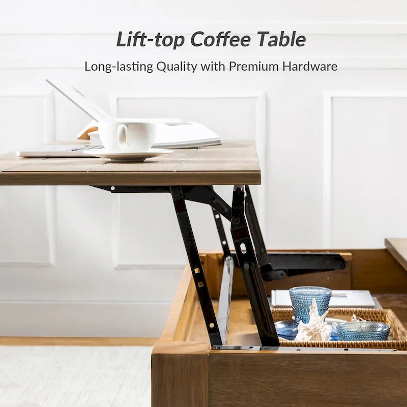 Table basse rectangulaire traditionnelle Gaston avec étagère de rangement par HULALA HOME