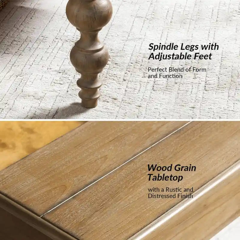 Table basse rectangulaire traditionnelle Gaston avec étagère de rangement par HULALA HOME