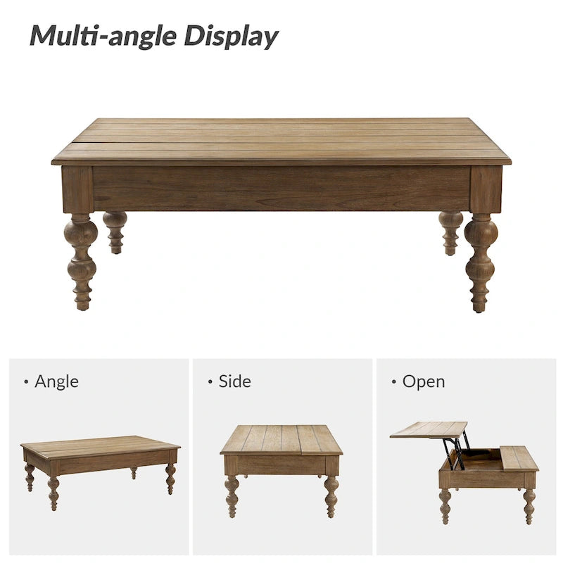 Table basse rectangulaire traditionnelle Gaston avec étagère de rangement par HULALA HOME