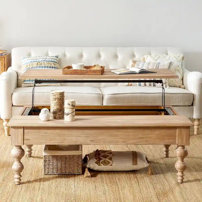 Table basse rectangulaire traditionnelle Gaston avec étagère de rangement par HULALA HOME