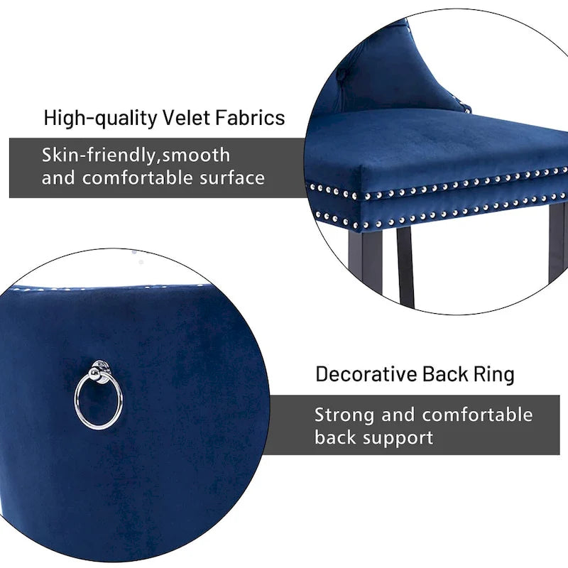 Ensemble de 2 chaises de salle à manger, fauteuil d'appoint capitonné sans accoudoirs avec anneau de dossier et garniture cloutée