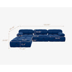 Canapé d'angle modulaire grand format, revêtu de velours moderne