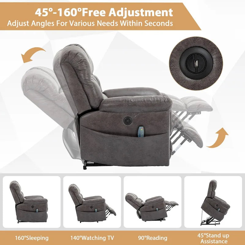 Fauteuil releveur électrique surdimensionné de 42 pouces de large avec massage et chauffage