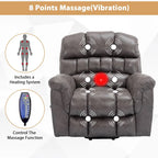 Fauteuil releveur électrique surdimensionné de 42 pouces de large avec massage et chauffage