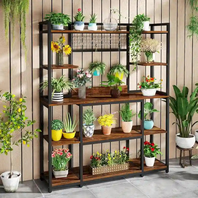 Meuble de cuisine de 55 pouces de large avec support pour micro-ondes et 11 crochets