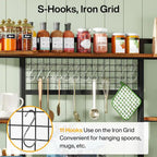 Meuble de cuisine de 55 pouces de large avec support pour micro-ondes et 11 crochets