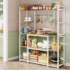 Meuble de cuisine de 55 pouces de large avec support pour micro-ondes et 11 crochets