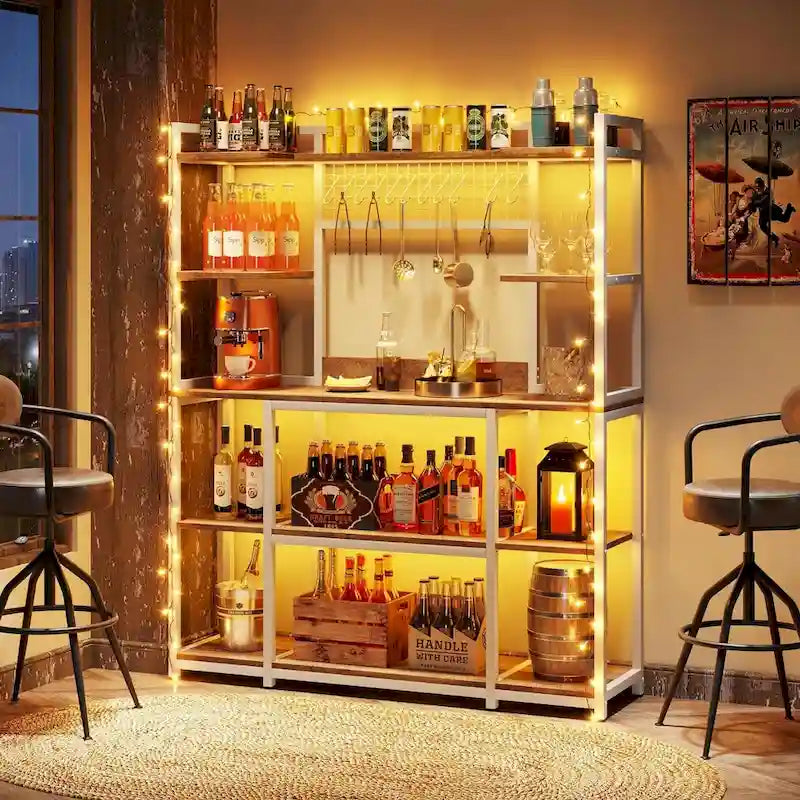 Meuble de cuisine de 55 pouces de large avec support pour micro-ondes et 11 crochets