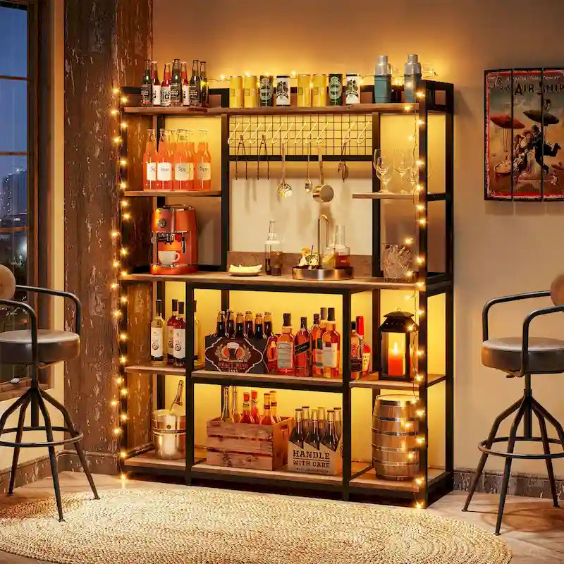 Meuble de cuisine de 55 pouces de large avec support pour micro-ondes et 11 crochets