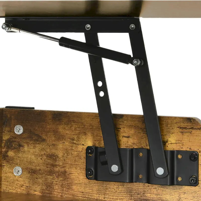 Table basse carrée Moasis Farmhouse avec plateau relevable, rangement et étagère