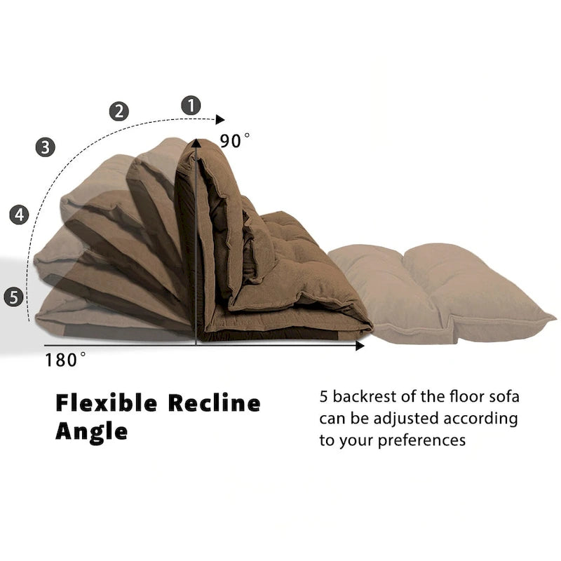 Ensemble canapé-lit contemporain et adaptable avec placement au sol, 2 oreillers