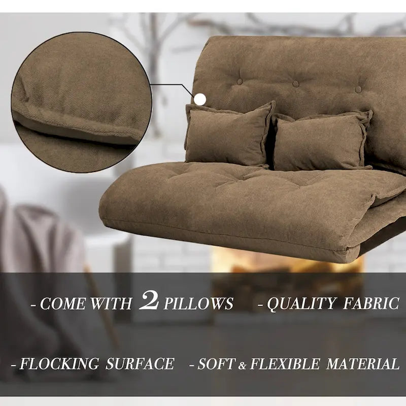 Ensemble canapé-lit contemporain et adaptable avec placement au sol, 2 oreillers